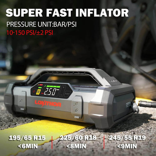 Lokithor JA302 Jump Starter With Air Compressor 2500amp 23800mAh