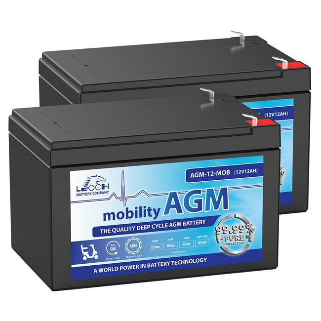 12v 12Ah Mobility Scooter Batteries | 2 Pack
