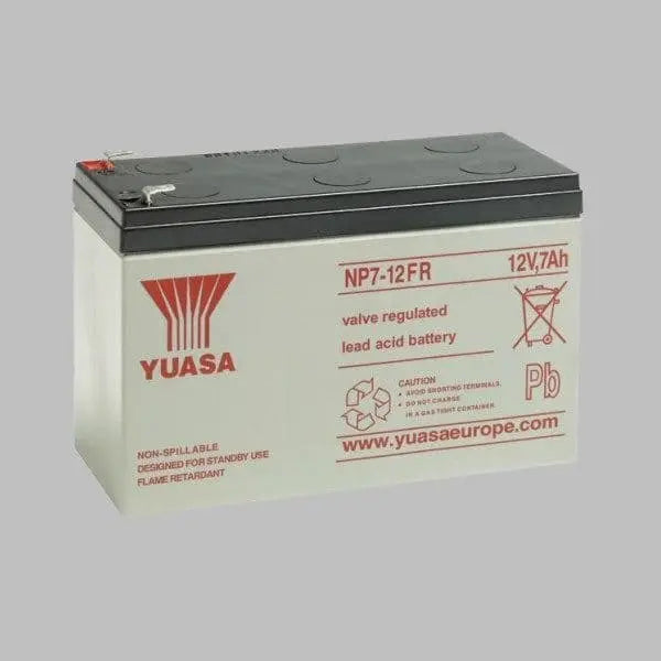 NP7-12 battery with red writing on a grey background