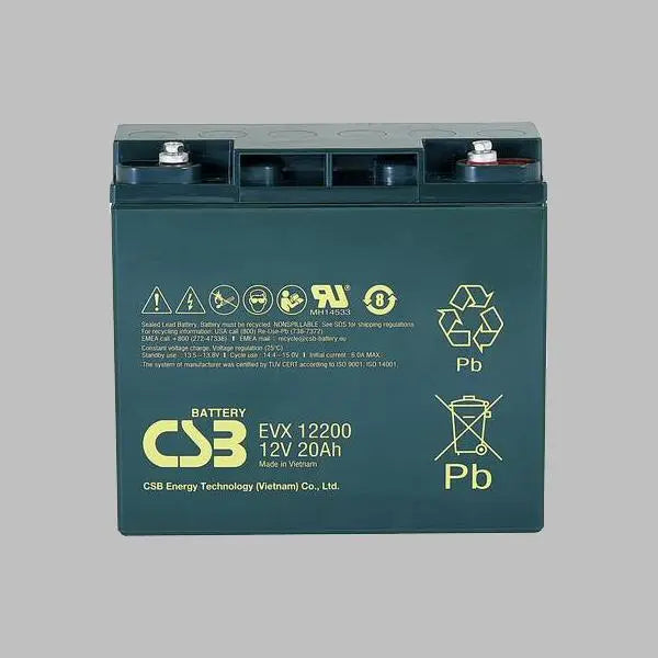 csb evx battery in colour green with yellow print