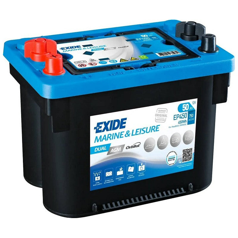 Exide EP450 Dual AGM Battery ( MAX900DC ) 50Ah 750cca