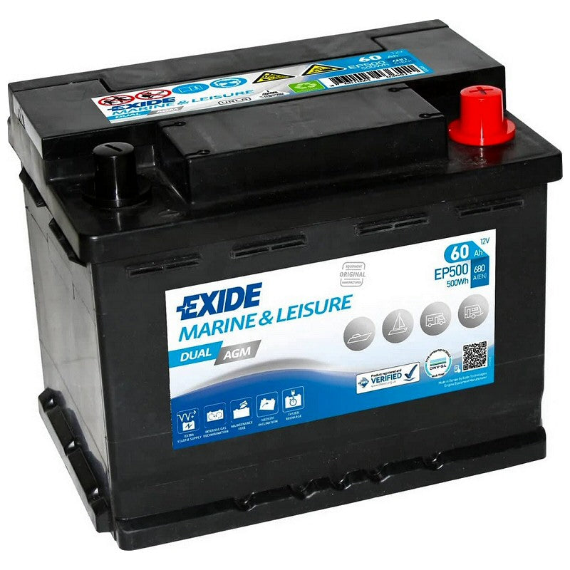 Exide EP500 Dual AGM Battery ( 027 ) 60Ah 680cca