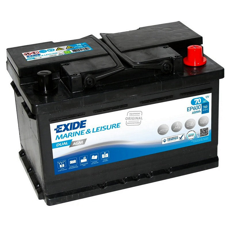 Exide EP600 Dual AGM Battery ( 067 ) 70Ah 760cca