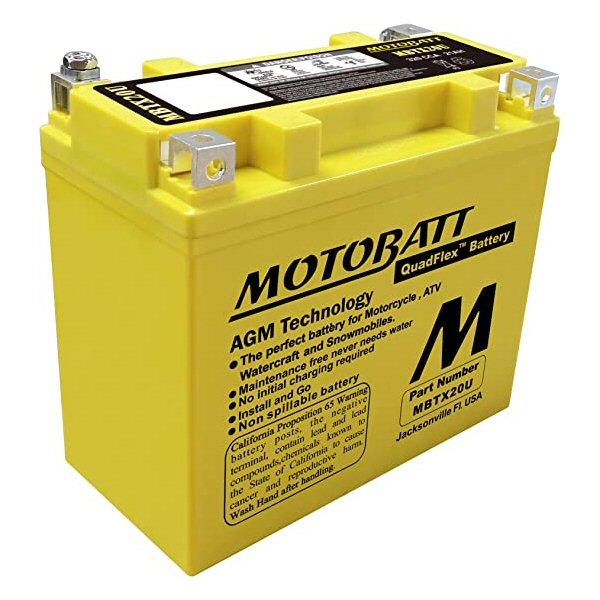 MBTX20U Motobatt AGM Motorcycle Battery - Replaces YTX20-BS YTX20L-BS YTX20HL-BS