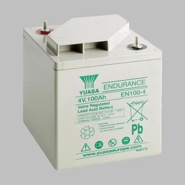 yuasa endurance battery on grey background