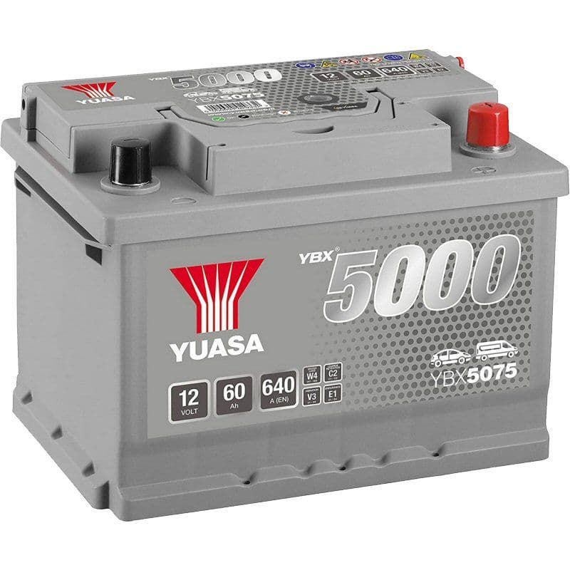 Yuasa YBX5075 Silver High Performance Car Battery 12V 60Ah HSB075