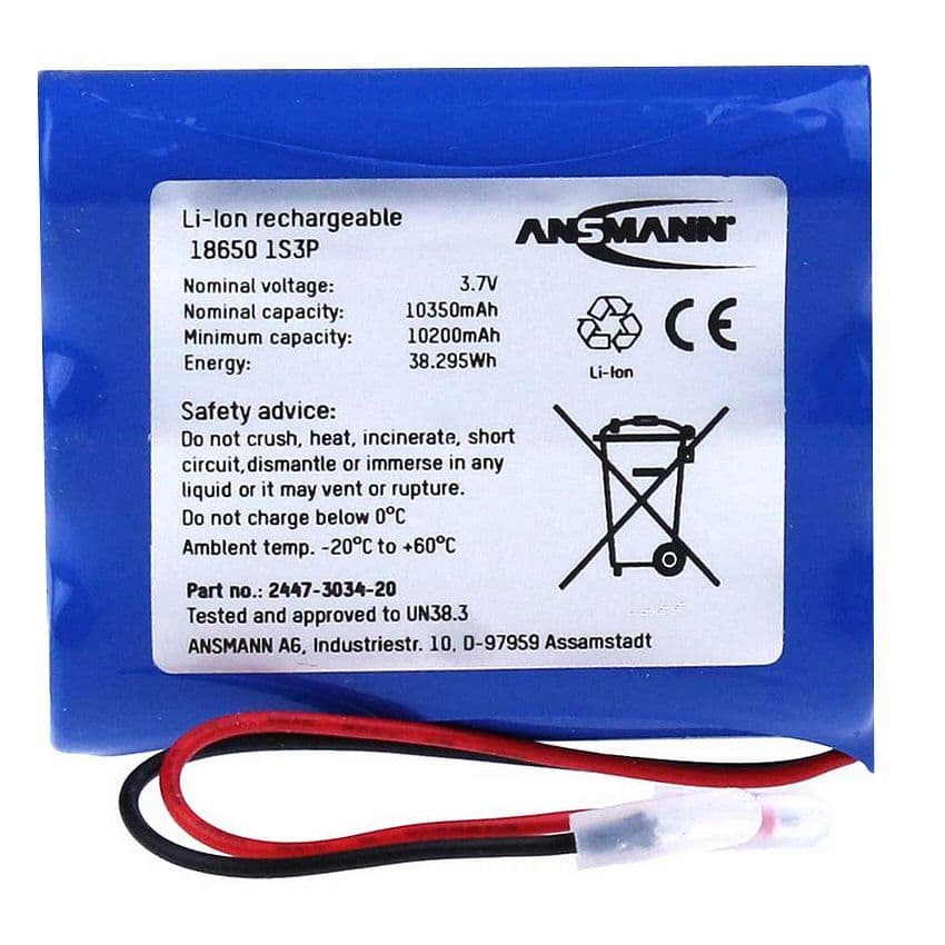Ansmann 2447-3034-20 Battery Pack Li-ion 1S3P 3.7V 10350mAh