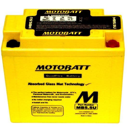 MB5.5U Motobatt AGM Motorcycle Battery - Replaces 12N5.5-3B 12N5.5-4A