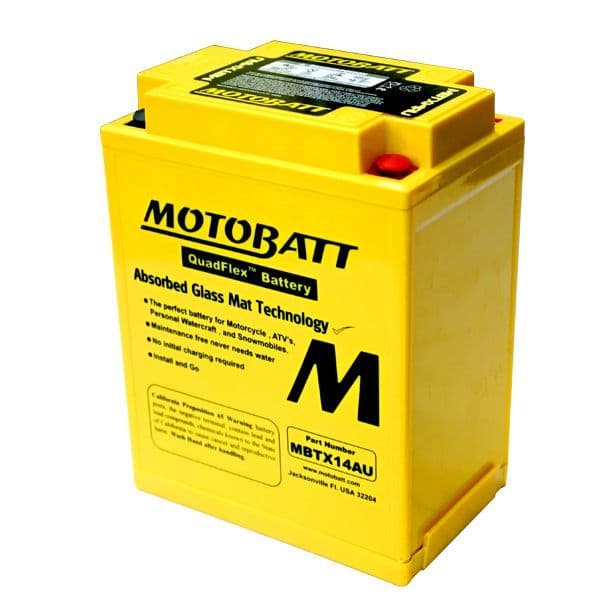 MBTX14AU Motobatt AGM Motorcycle Battery - Replaces YB14L-A2 YB14A-A