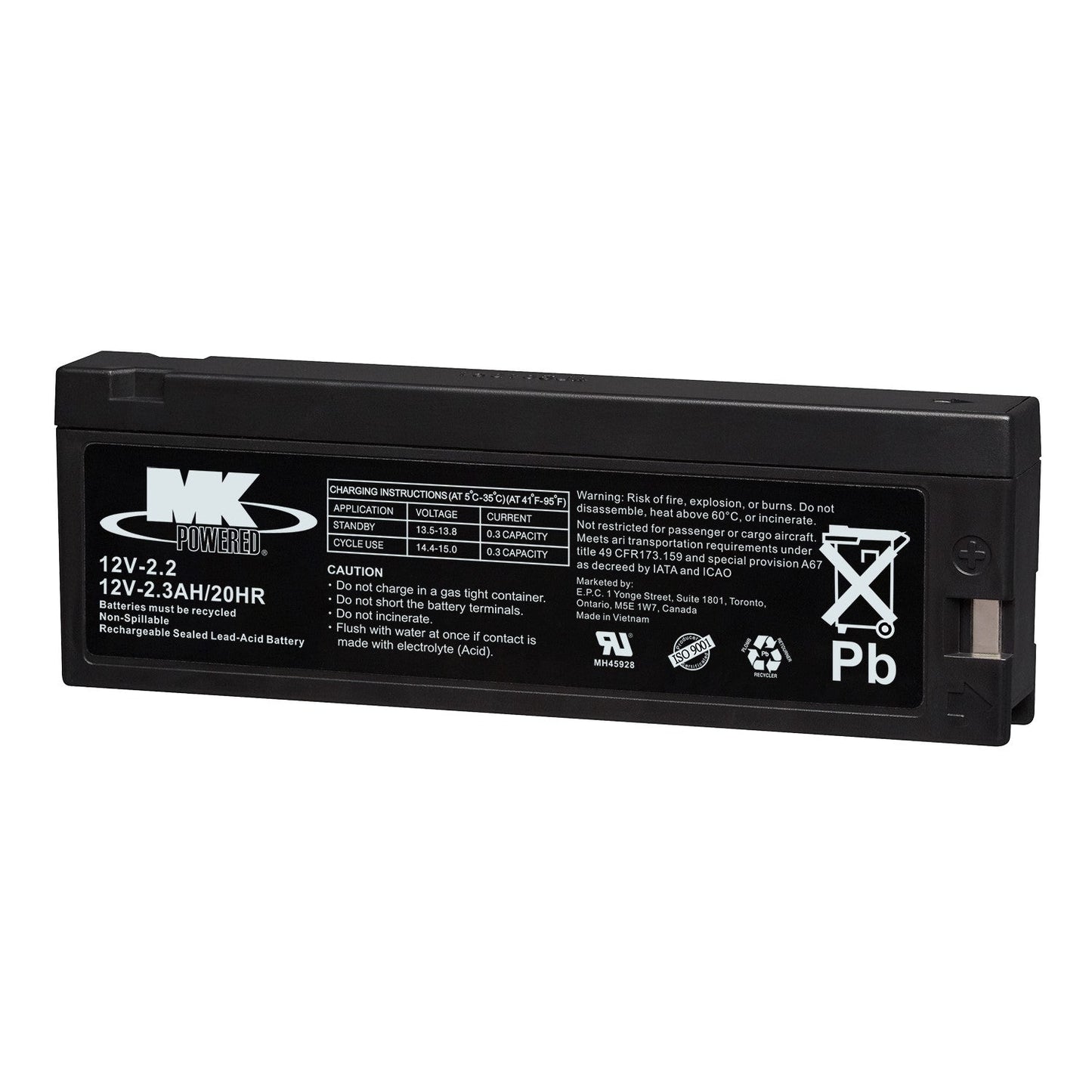 ES2.3-12 AGM MK Battery 12Volt 2.3Ah