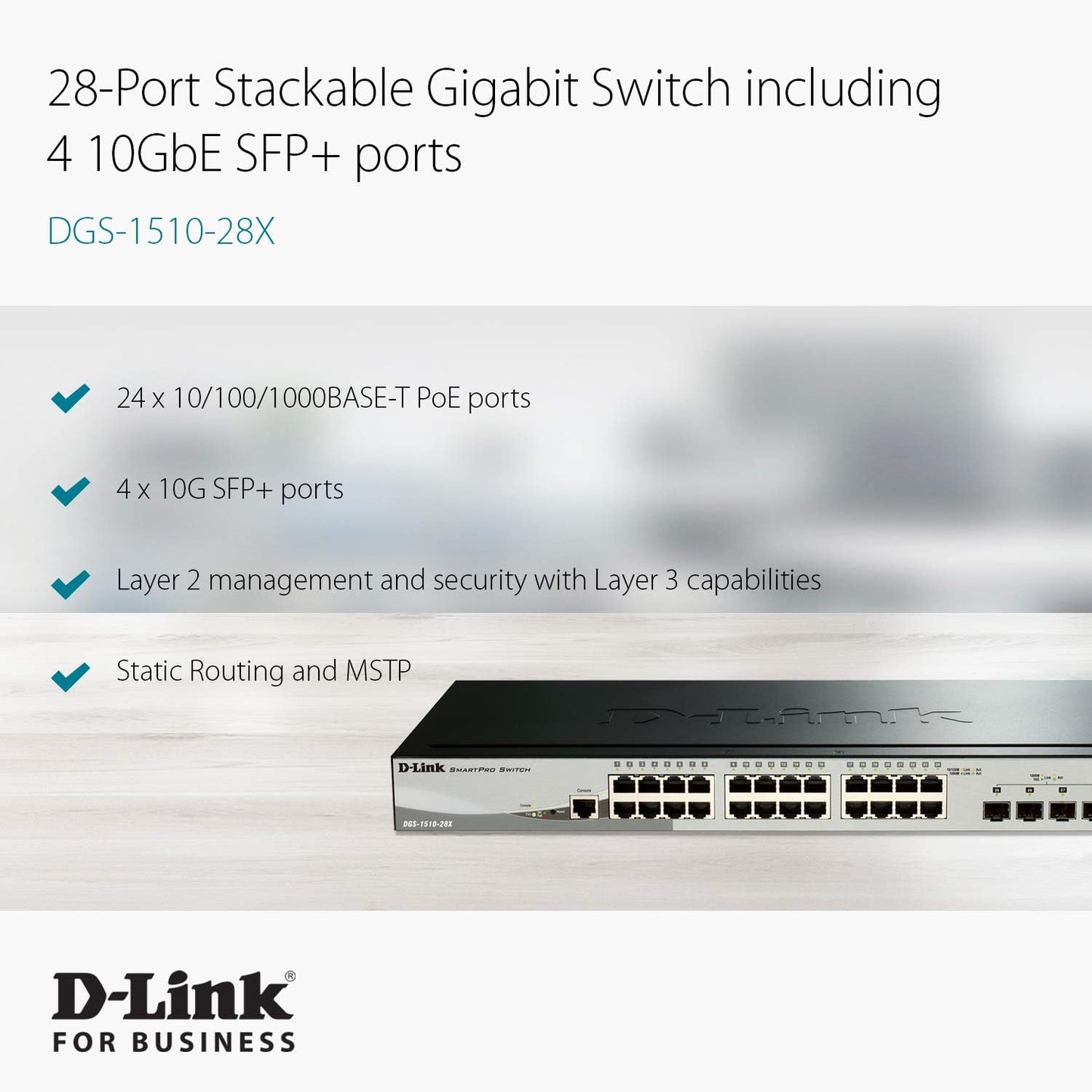D-Link DGS-1510-28X 24-Port Gigabit Stackable Smart Managed Switch