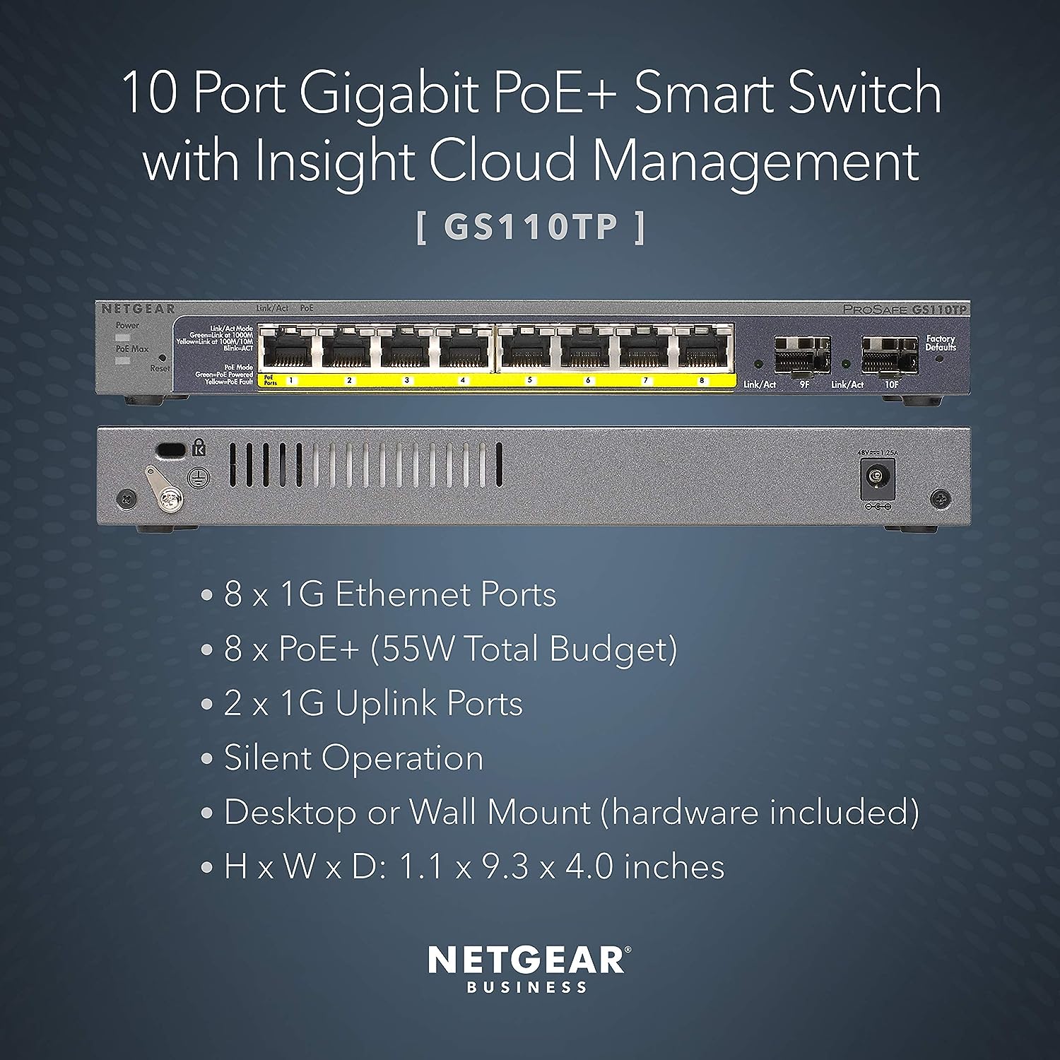Netgear GS110TPv3 8-Port Gigabit PoE+ Smart ProSAFE Switch – hardwarexpress