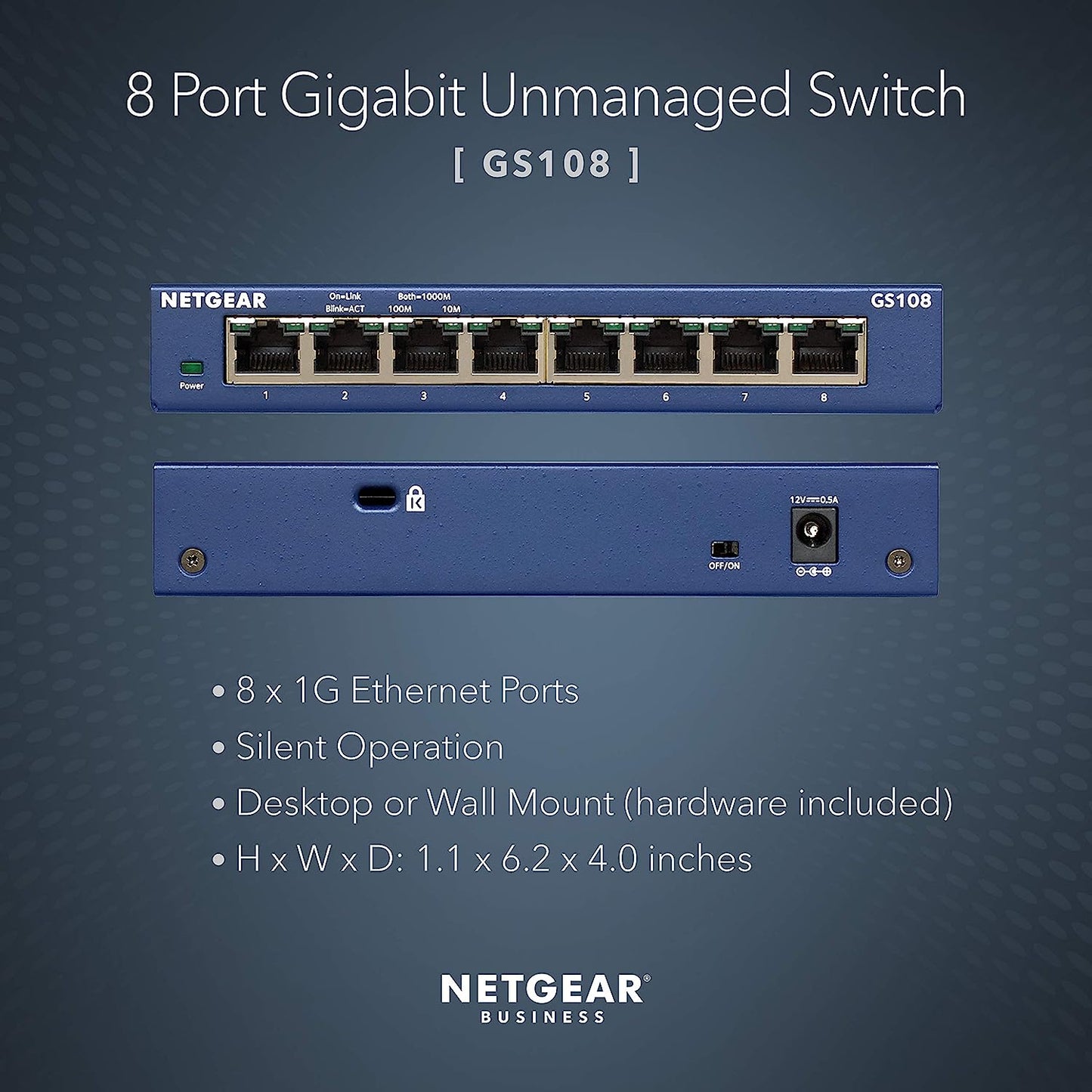 Netgear GS108 8 Port ProSafe Gigabit Ethernet Switch