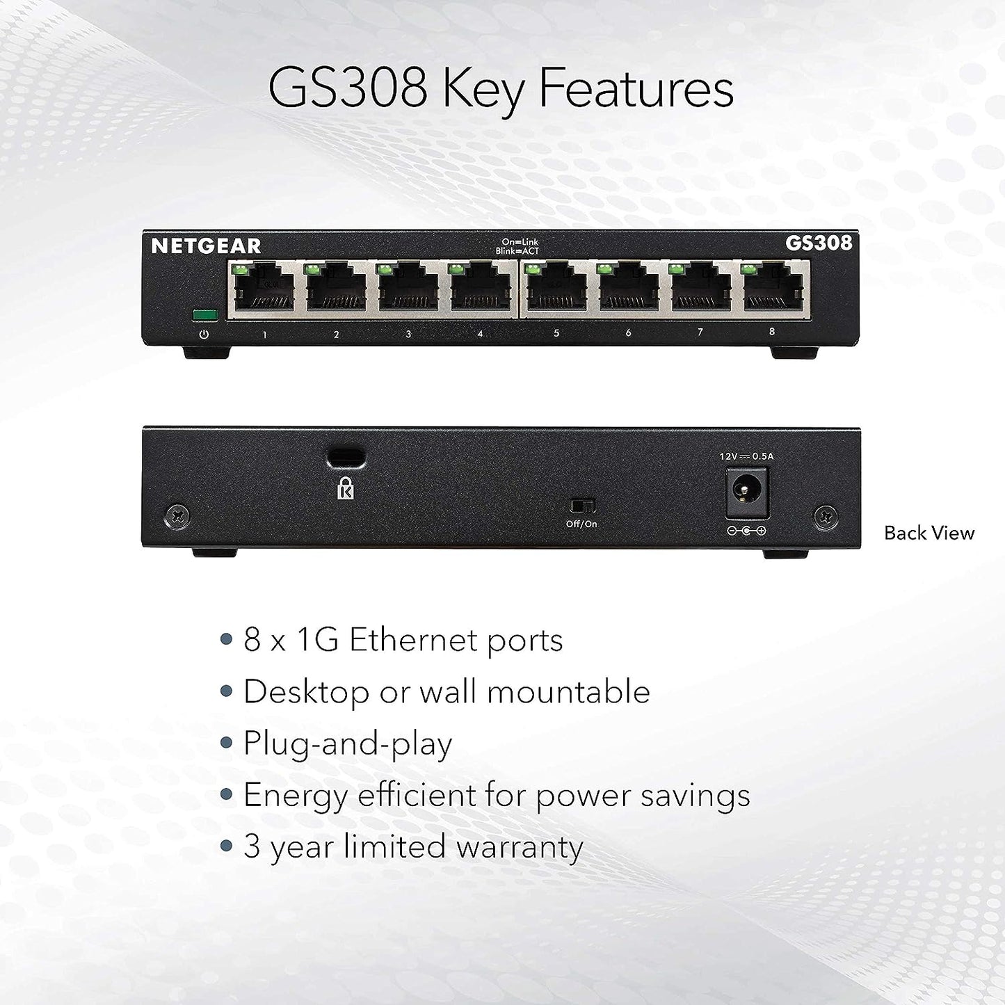 Netgear GS308 8 Port Gigabit Ethernet Switch