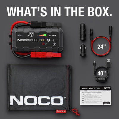 Noco gb70 showing what is supplied in the package