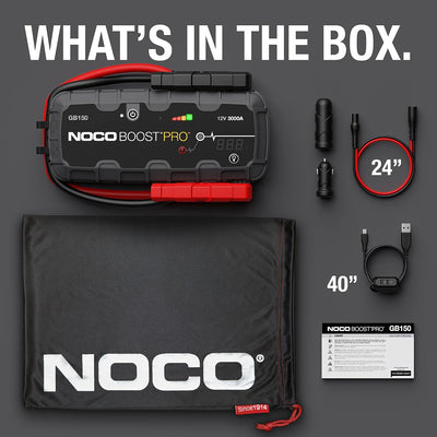 Noco gb150 showing the items contained within the box