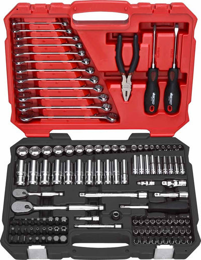 Socket Set 122 Pc Master Tool Set Sockets Deep and Standard BOXO