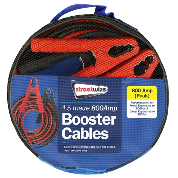 Jump Start Booster Cables 800 Amp Extra Long 4.5 Metre for up to 5.0L Petrol 4.5L diesel