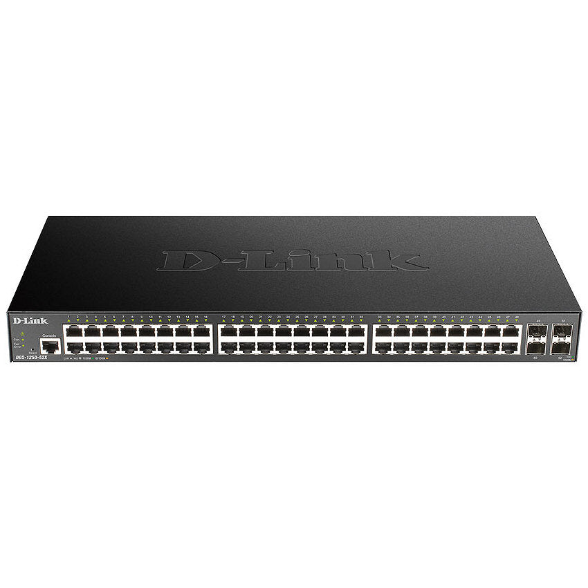 D-Link DGS-1250-52XMP 48-Port Gigabit Smart Managed PoE+ Switch with 10 Gig Uplinks