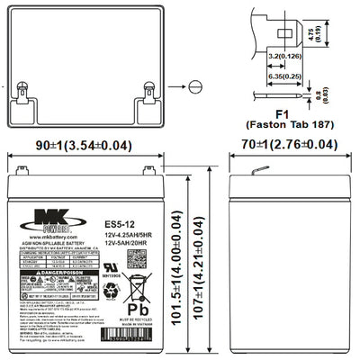 ES5-12 12V 5Ah MK Battery