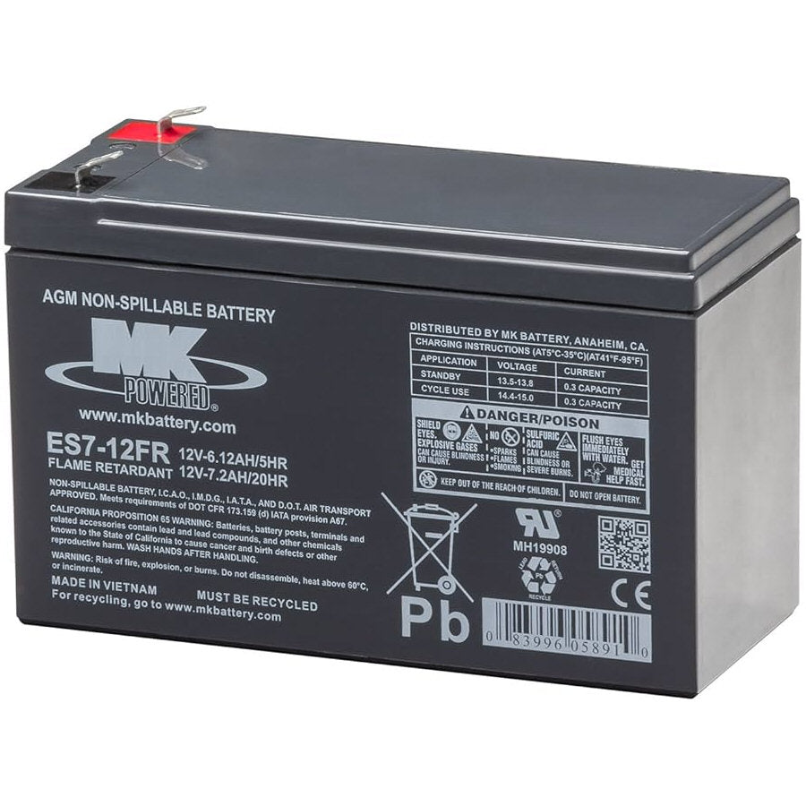 ES7-12FR Flame Retardant 12v 7Ah MK Battery