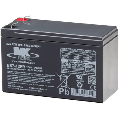 ES7-12FR Flame Retardant 12v 7Ah MK Battery