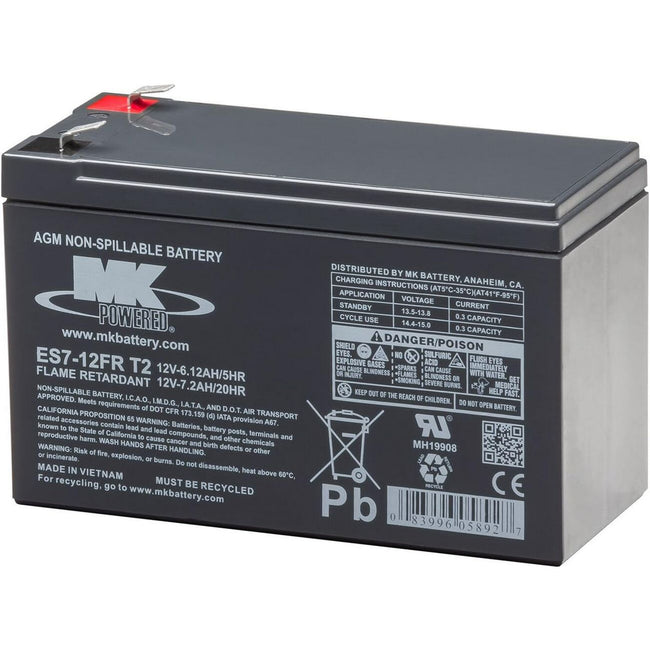 ES7-12FR T2 Flame Retardant 12v 7Ah MK Battery
