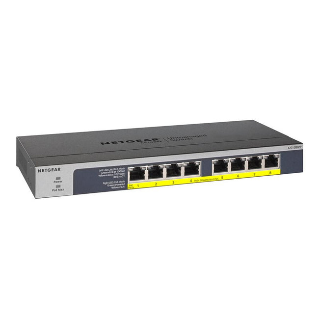 Netgear GS108PP-100EUS - 8 Port Unmanaged Gigabit Switch With PoE