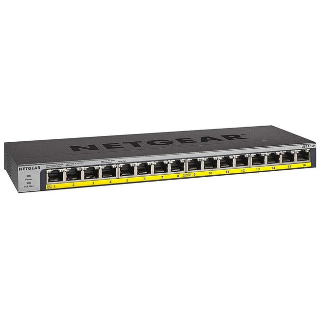 Netgear GS116LP-100EUS - 16 Port Unmanaged Gigabit Switch With PoE