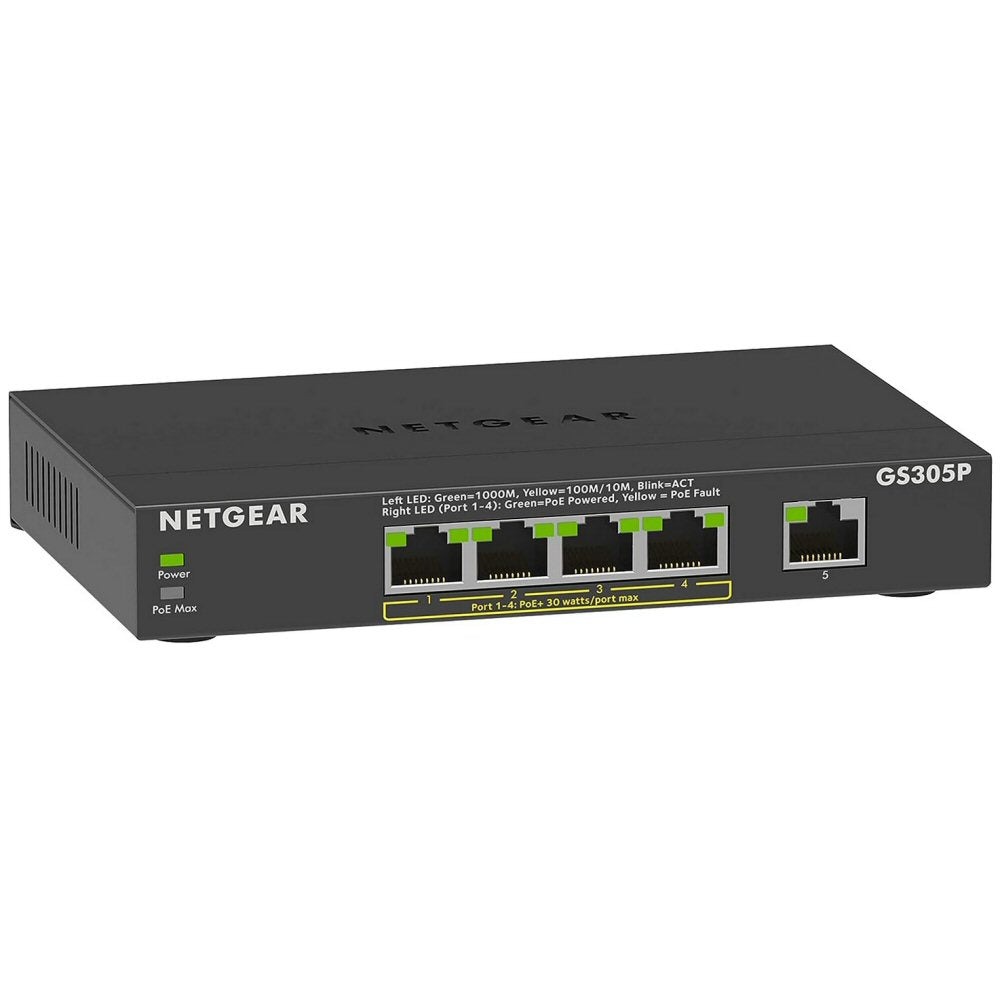 Netgear GS305P 5-Port + PoE Unmanaged Gigabit Ethernet Switch