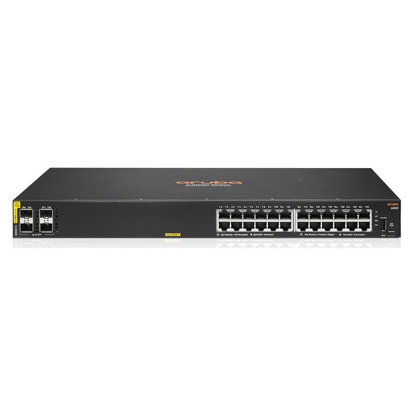 Aruba R8N87A 6000 Series 24G Class4 4SFP 370W L3 Managed 1U PoE Switch