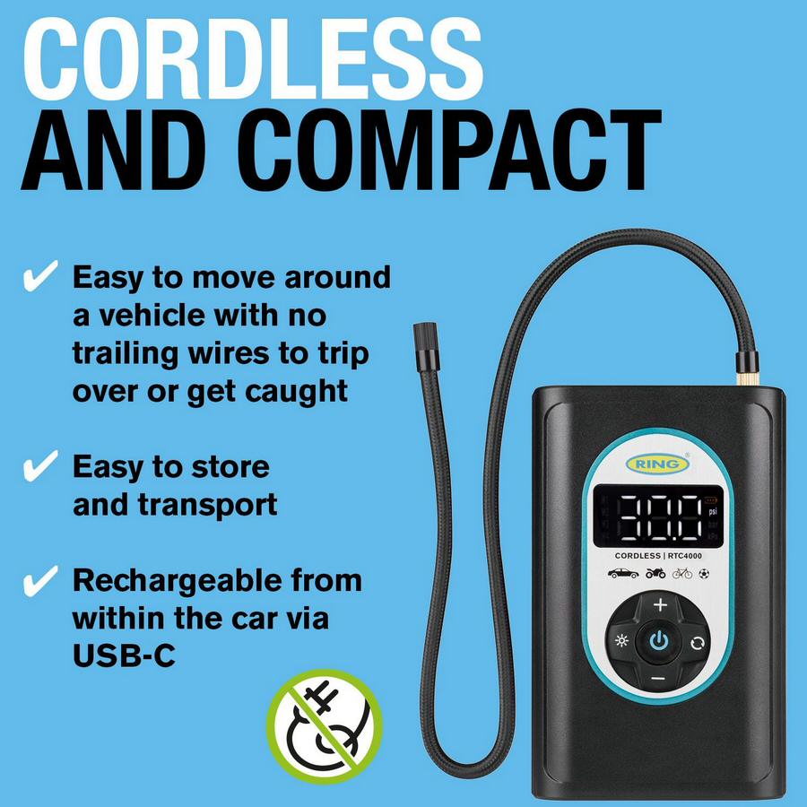 RTC4000 Cordless Rechargeable Tyre Inflator