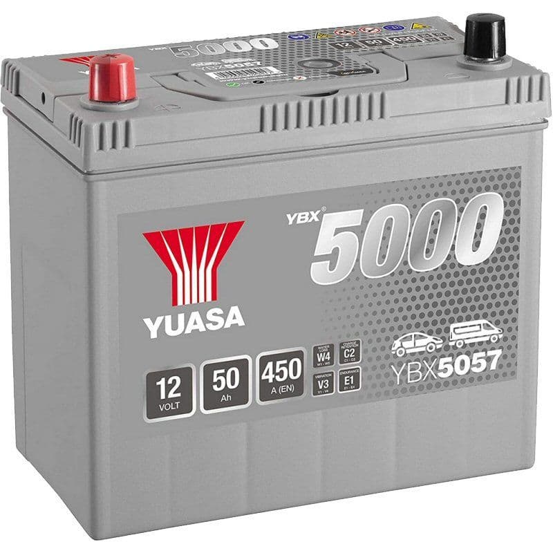 Yuasa YBX5057 Car Battery 12V 50Ah 450A Replaces HSB057