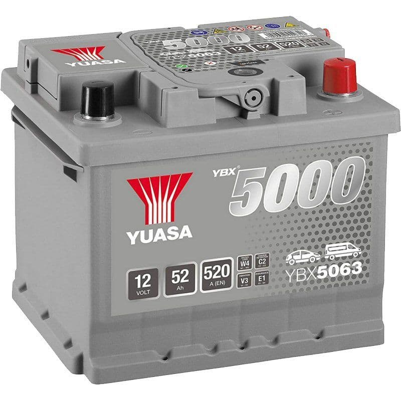 Yuasa YBX5063 Car Battery 12V 52Ah 520A Replaces HSB063