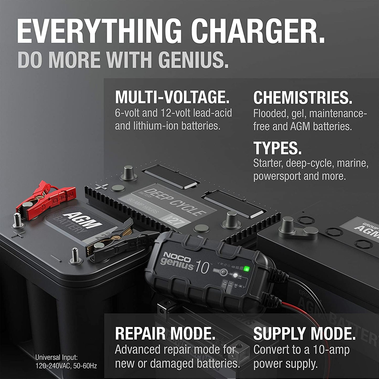 Noco Genius10 Battery Charger, Maintainer, and Desulfator 10 Amp