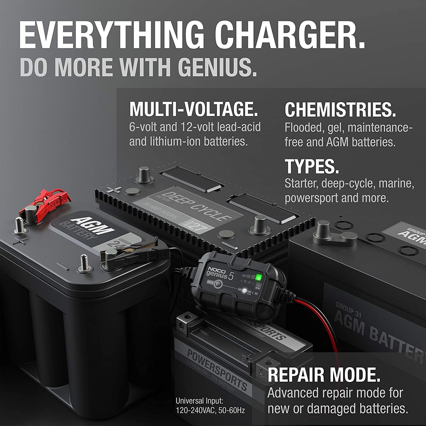 Noco Genius5 5 Amp Battery Charger, Maintainer, and Desulfator
