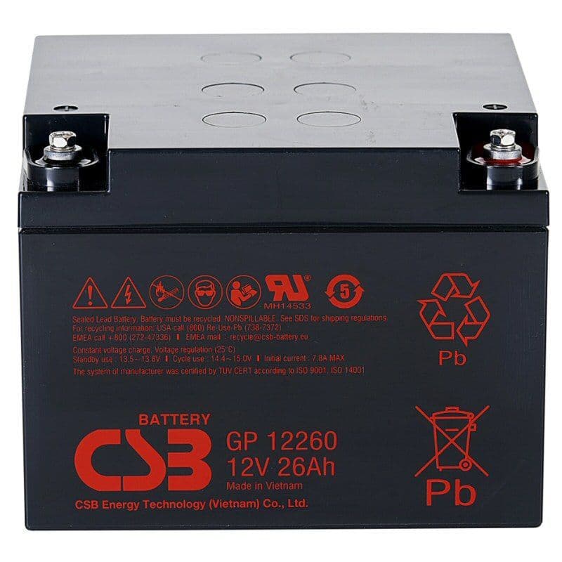 Batterie Au Plomb AGM 12V 26Ah - VdS Certifiée - Sans Entretien, Pour Alarme, UPS, éclairage De Secours