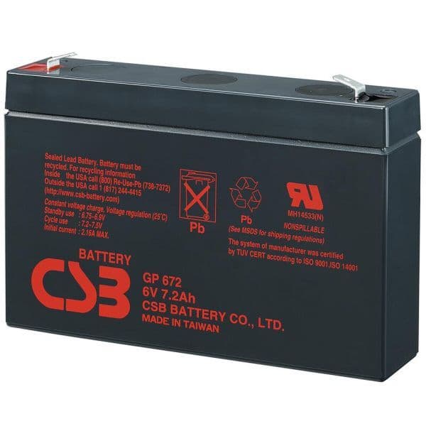 CSB GP672 battery 6V 7.2Ah