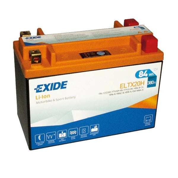 ELTX20H Exide Li-Ion Lithium Motorbike Battery - Replaces YTX20-BS YB16B YTX20L-BS YB16C YTX20HL-BS