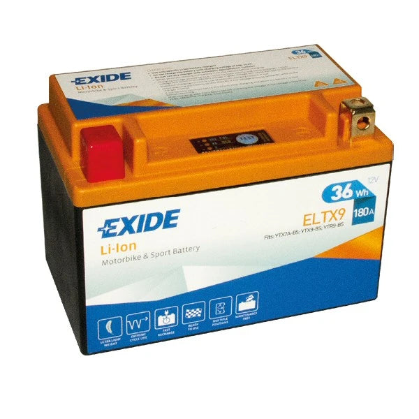 ELTX9 Exide Li-Ion Lithium Motorbike Battery - Replaces YTX9-BS YTX7A-BS