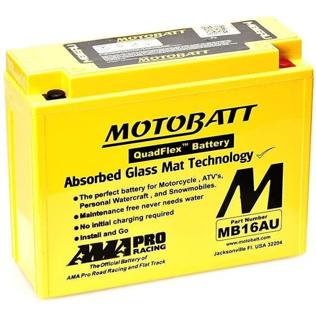 MB16AU Motobatt AGM Motorcycle Battery - Replaces YB16AL-A2