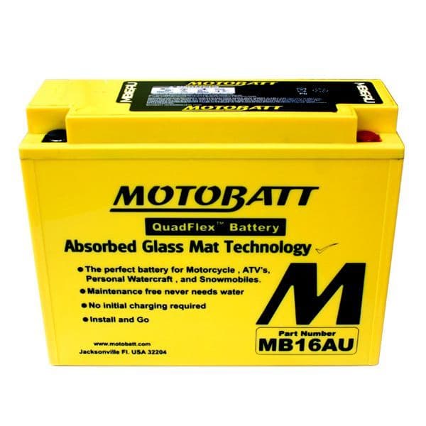MB16AU Motobatt AGM Motorcycle Battery - Replaces YB16AL-A2