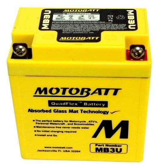 MB3U Motobatt AGM Motorcycle Battery - Replaces YB3L-A and YB3L-B