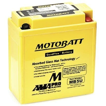 MB5U Motobatt AGM Motorcycle Battery - Replaces 12N5-3B, 12N5-4B, YB5L-B