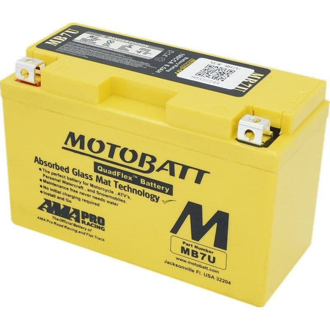 MB7U Motobatt AGM Motorcycle Battery - Replaces YT7B-BS and YT7B-4