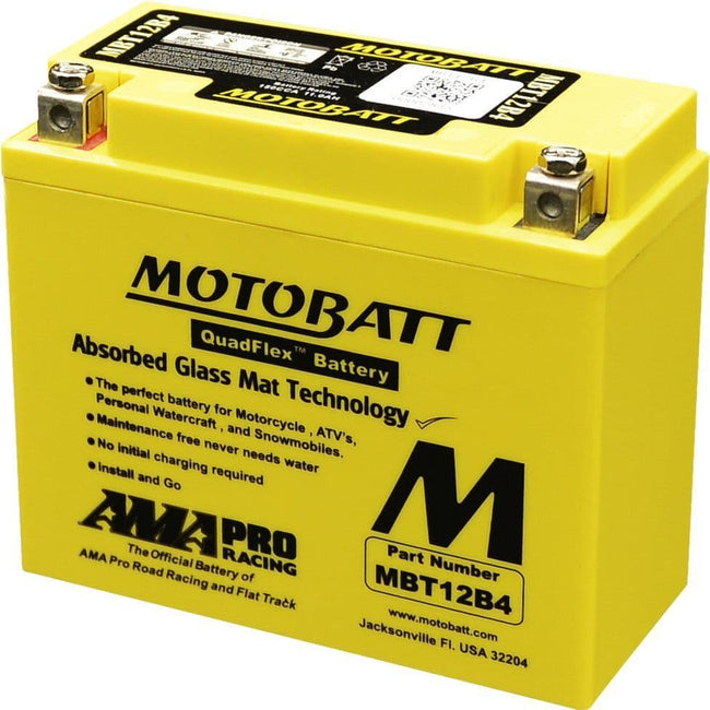 MBT12B4 Motobatt AGM Motorcycle Battery - Replaces YT12B-BS, YT12B-4