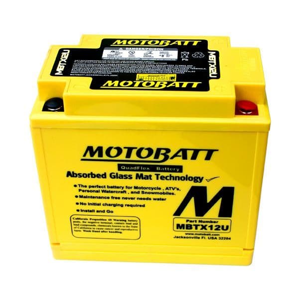 MBTX12U Motobatt AGM Motorcycle Battery - Replaces YTX12-BS YTX14-BS