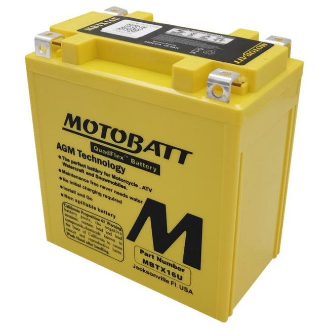 MBTX16U Motobatt AGM Motorcycle Battery - Replaces YTX16-BS YTX20A-BS YTX20CH-BS