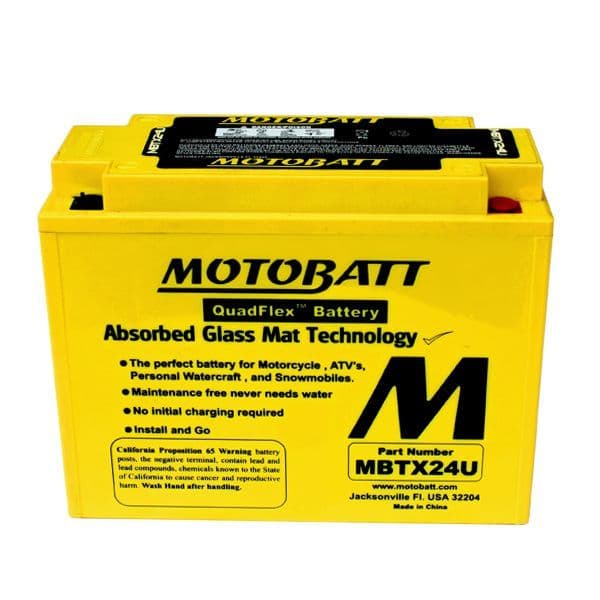 MBTX24U Motobatt AGM Motorcycle Battery - Replaces Y50-N18L-A2 YTX24HL