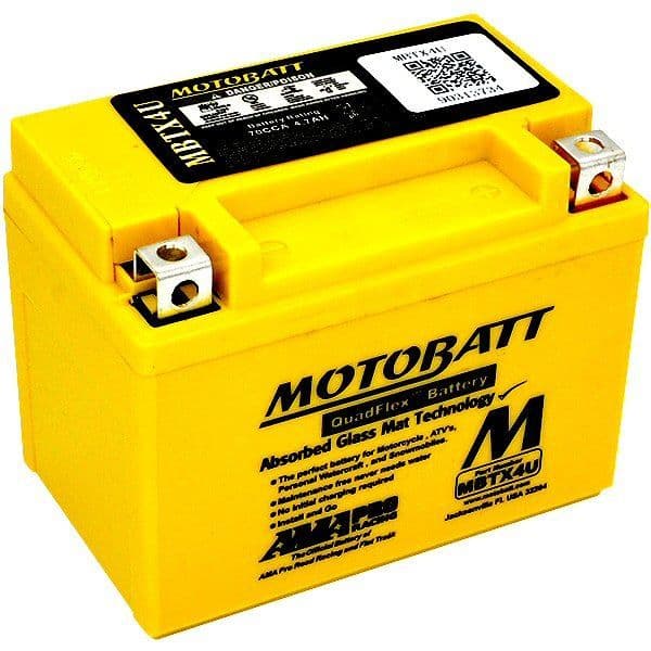 MBTX4U Motobatt AGM Motorcycle Battery - Replaces YB4L-B YTX4L-BS YTZ5S YT4L-BS YB4L-A